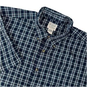 LL L.L Bean Plaid Traditional Fit Short Sleeve Button Up Shirt Sz XXL REG